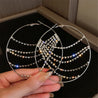 Hyperbole Metal round Crystal Chain Hoop Earrings for Women Vintage Personality Large Ear Hoop Statement Jewelry