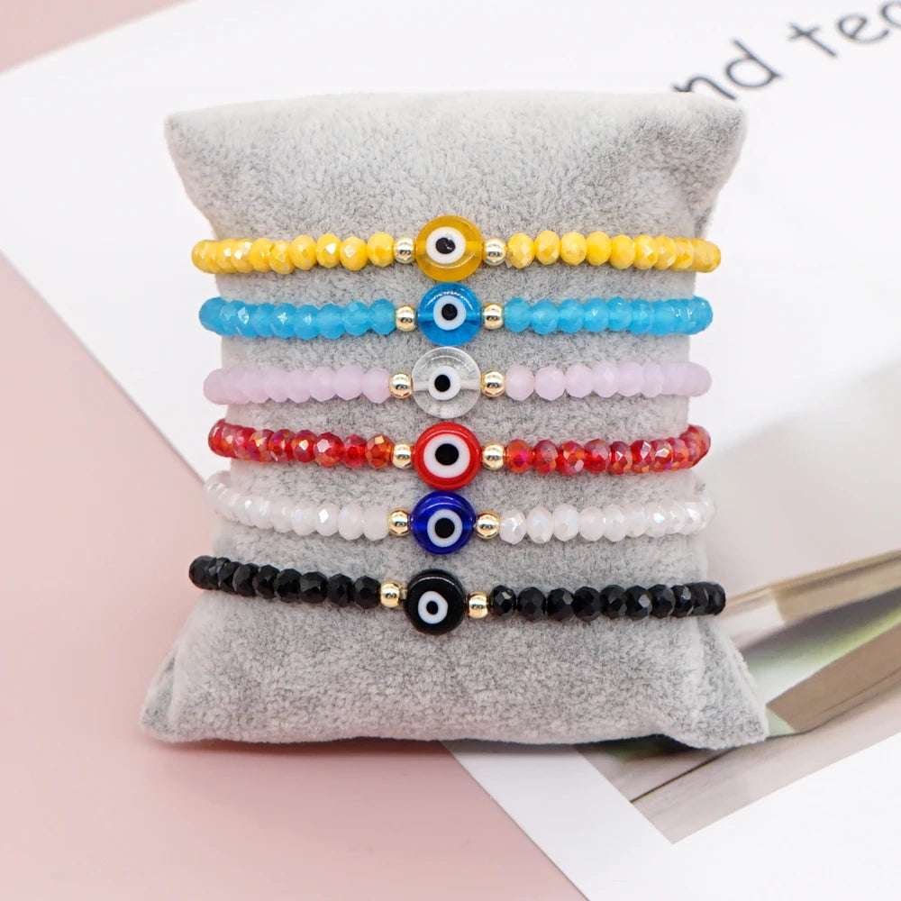 8Mm Liuli Eye Bracelet Fashion Jewelry Solid Color Faceted Crystal Beaded Bracelets for Women Summer Jewellery Gift