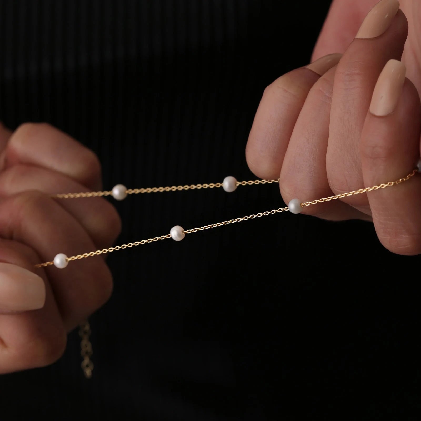 14K Gold Pearl Necklace, Dainty Freshwater Pearl Necklace, Tiny Pearl Necklace, Bridesmaid Gifts,Qw32