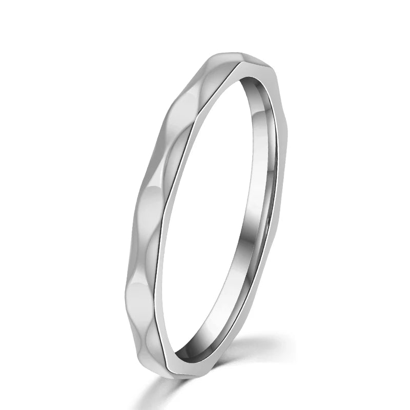 Small Ring for Women and Men Rose Gold Silver Color Stainless Steel Wedding Ring 2Mm Width Exquisite Ring