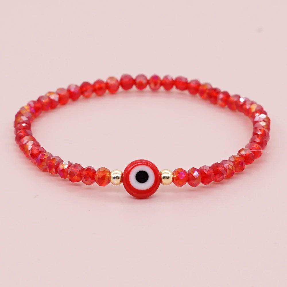 8Mm Liuli Eye Bracelet Fashion Jewelry Solid Color Faceted Crystal Beaded Bracelets for Women Summer Jewellery Gift