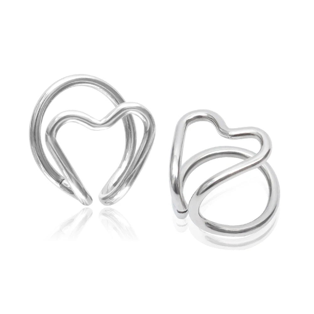 Minimalist Irregular Hollow Heart Clip Earrings for Women Silicone Ear Clip Non-Piercing Stud Earring Fashion Ear Ring Jewelry