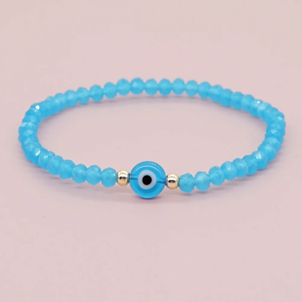 8Mm Liuli Eye Bracelet Fashion Jewelry Solid Color Faceted Crystal Beaded Bracelets for Women Summer Jewellery Gift