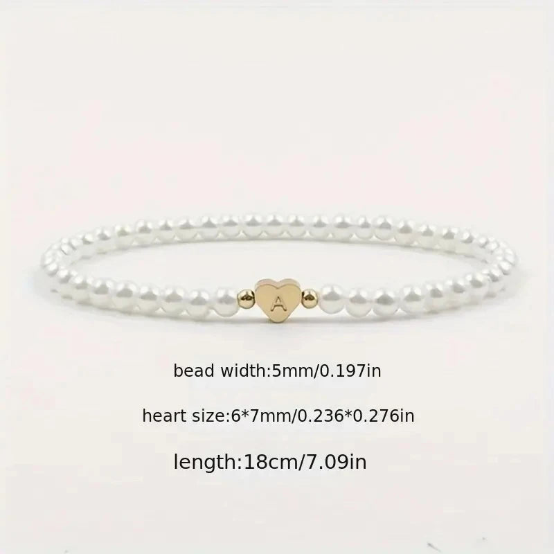 26 Letters Initial Bracelet for Women Faux Pearl Bracelet Fashion Women Link Bracelet Wristband Jewelry Gift Pearl Bracelet A-Z