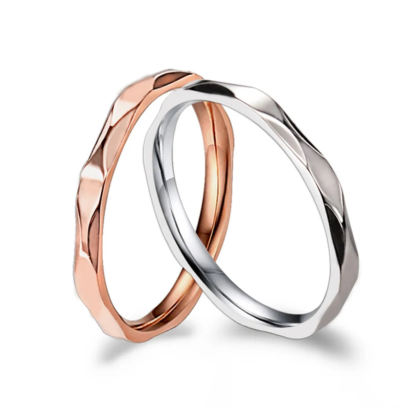 Small Ring for Women and Men Rose Gold Silver Color Stainless Steel Wedding Ring 2Mm Width Exquisite Ring