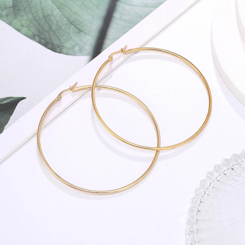 Simplicity Hoop Ear Ring Big Circle Color Earrings Fashion Accessories Steam Punk Ear Clip Korean Loop Earrings for Women Girls