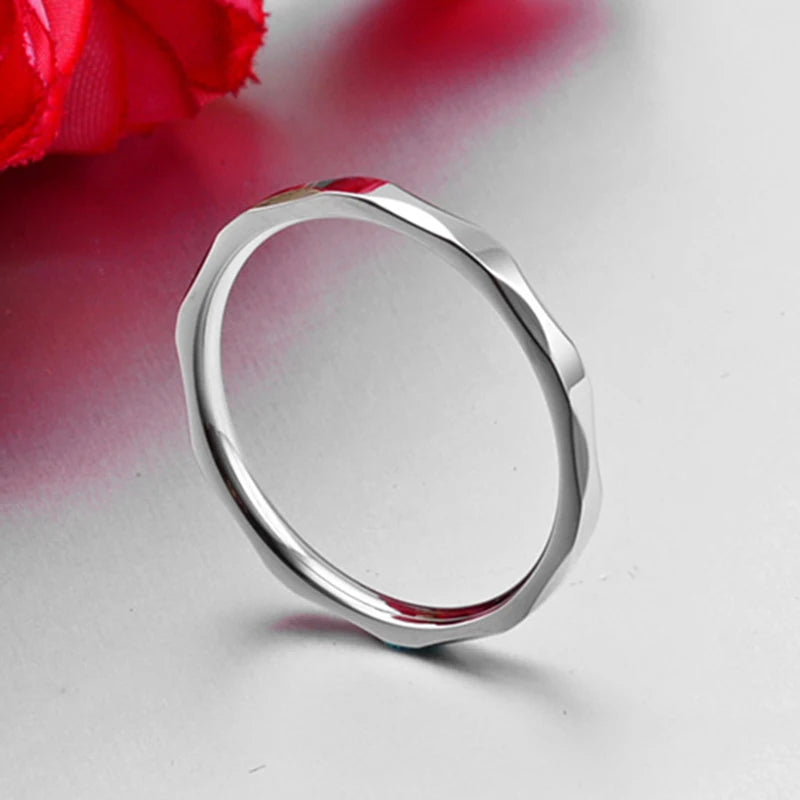 Small Ring for Women and Men Rose Gold Silver Color Stainless Steel Wedding Ring 2Mm Width Exquisite Ring