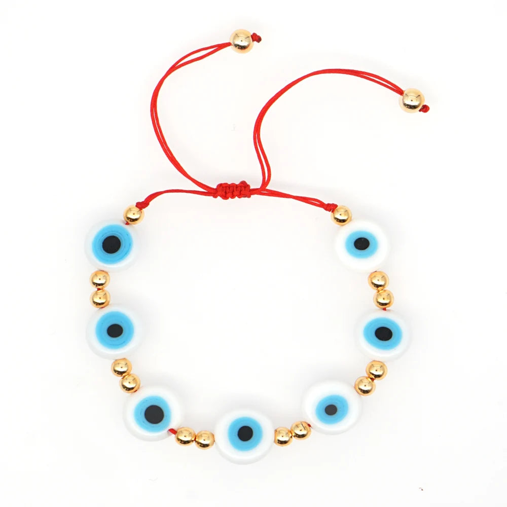 Hot Selling Eye Golden Beaded Handmade Elastic Bracelet as Unisex Gift Wholesale Support
