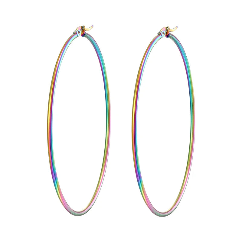 Simplicity Hoop Ear Ring Big Circle Color Earrings Fashion Accessories Steam Punk Ear Clip Korean Loop Earrings for Women Girls