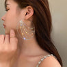 Hyperbole Metal round Crystal Chain Hoop Earrings for Women Vintage Personality Large Ear Hoop Statement Jewelry