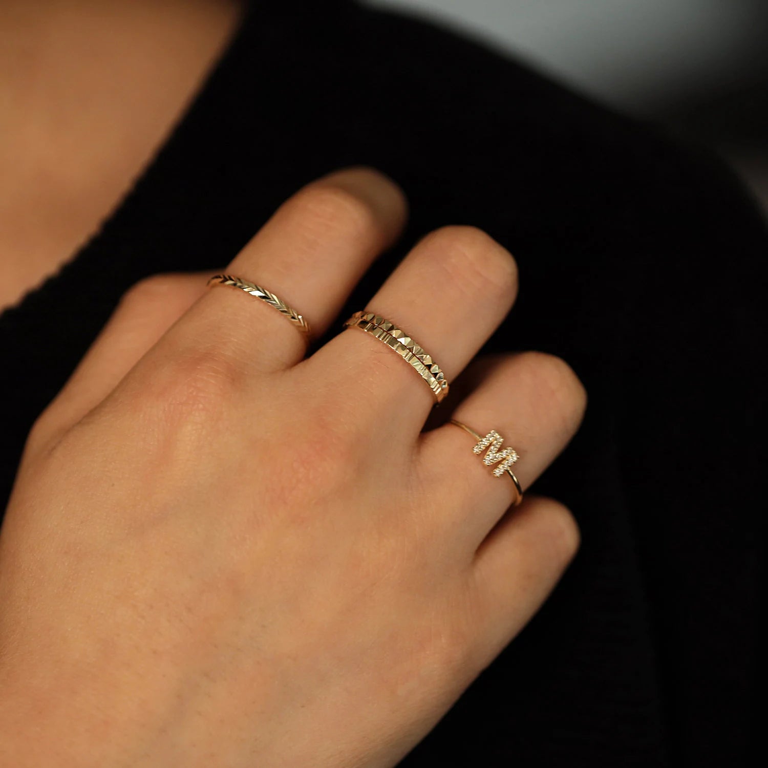 Herringbone Eternity Ring, 14K Gold Chevron Ring, 14K Gold Herringbone Ring, Diamond Cut Gold Ring, Minimalist Ring, Chevron Eternity Ring