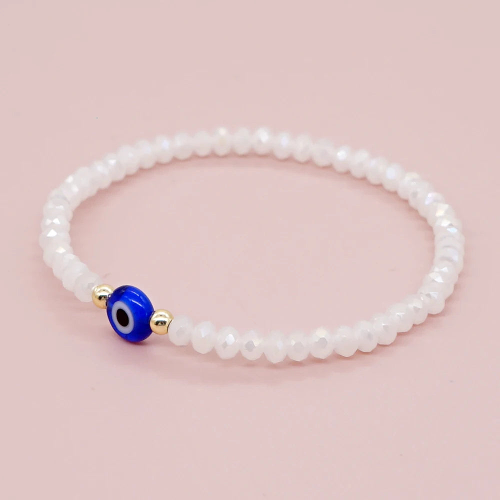 8Mm Liuli Eye Bracelet Fashion Jewelry Solid Color Faceted Crystal Beaded Bracelets for Women Summer Jewellery Gift