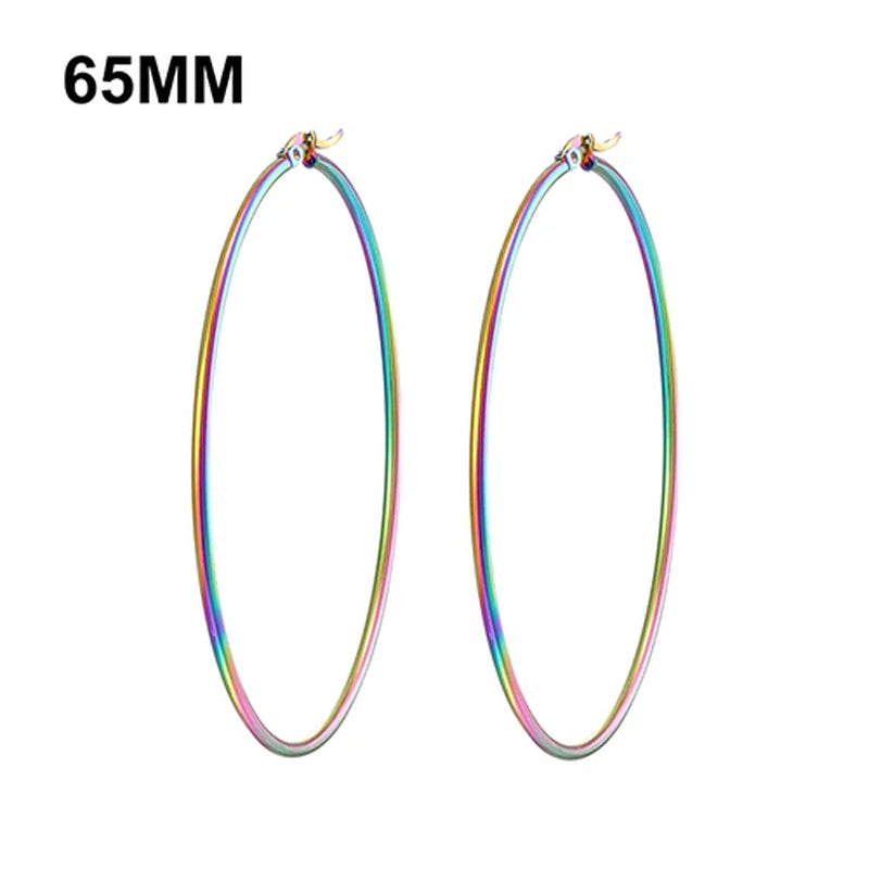 Simplicity Hoop Ear Ring Big Circle Color Earrings Fashion Accessories Steam Punk Ear Clip Korean Loop Earrings for Women Girls
