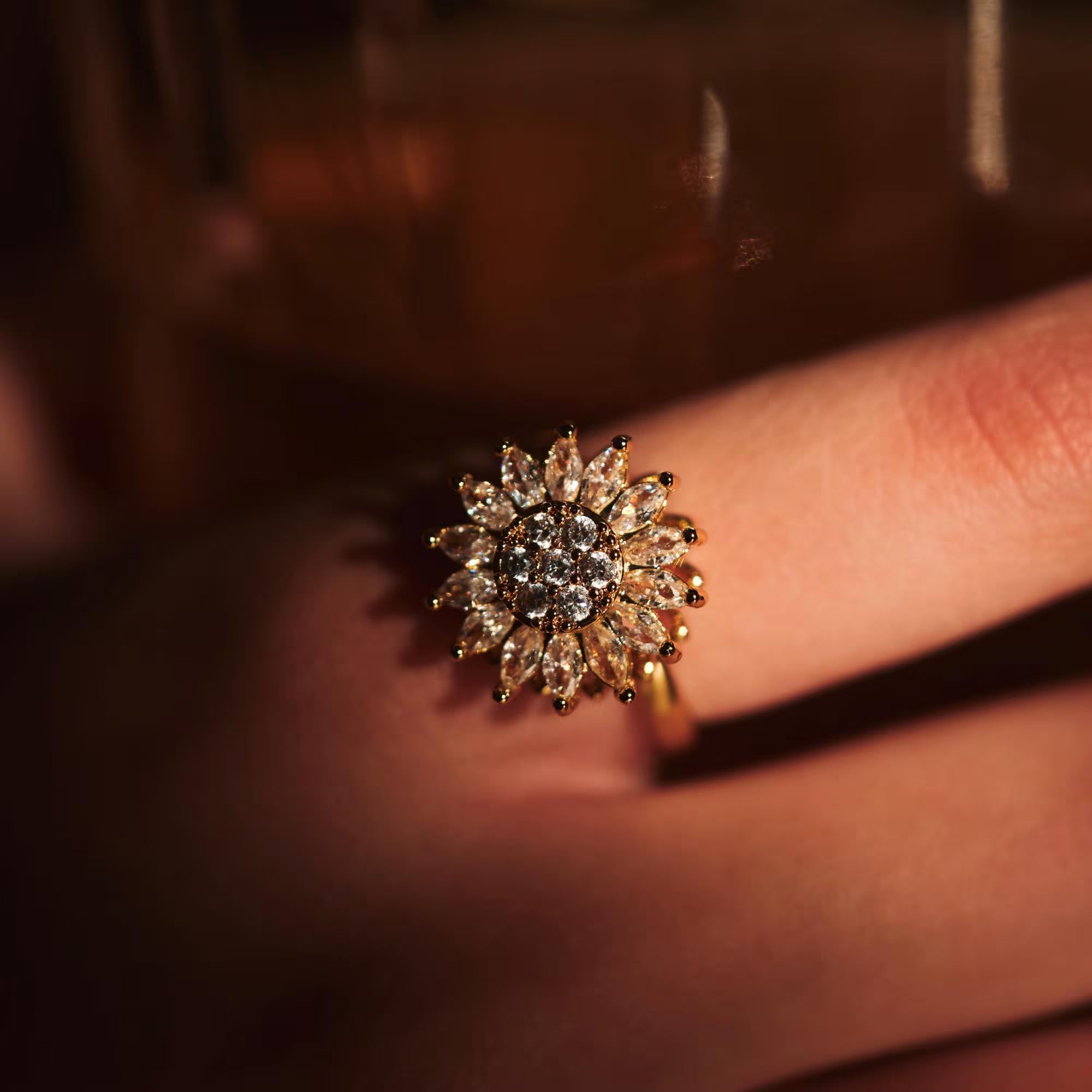 Dainty Flower Fidget Ring, Gold Fidget Ring Spinner, Adjustable Anxiety Ring, Worry Ring, Fidget Ring Women, Spinner Ring, Fidget Jewelry