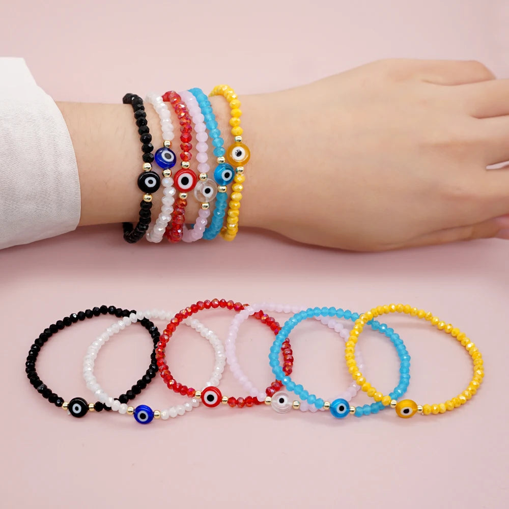 8Mm Liuli Eye Bracelet Fashion Jewelry Solid Color Faceted Crystal Beaded Bracelets for Women Summer Jewellery Gift