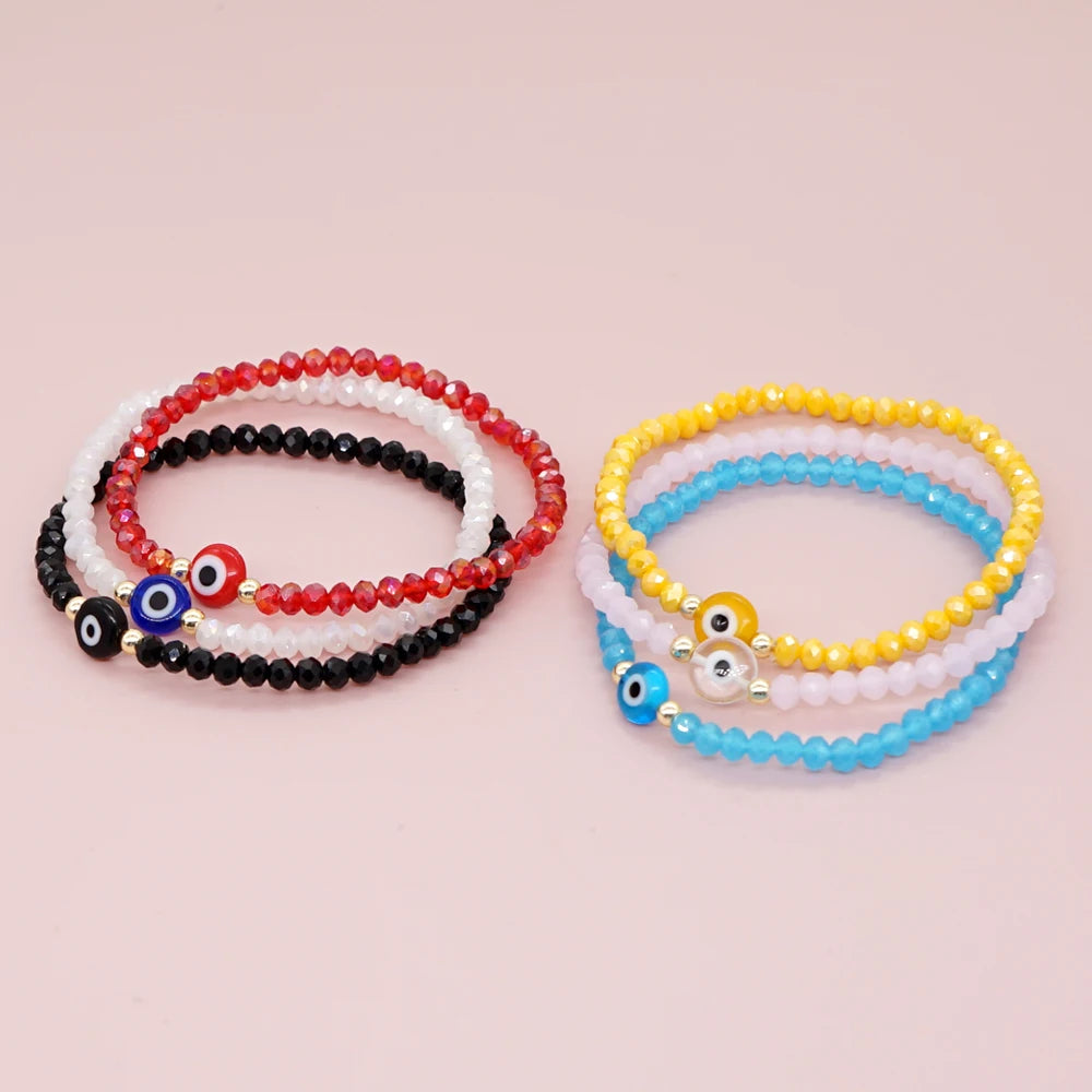 8Mm Liuli Eye Bracelet Fashion Jewelry Solid Color Faceted Crystal Beaded Bracelets for Women Summer Jewellery Gift
