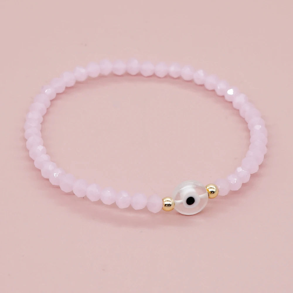8Mm Liuli Eye Bracelet Fashion Jewelry Solid Color Faceted Crystal Beaded Bracelets for Women Summer Jewellery Gift