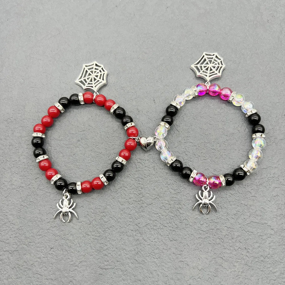 Spider Matching Friendship Bracelets for Couples Spider Charm Bracelets Magnetic Friendship Bracelets for 2 Halloween Bracelets