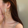 Hyperbole Metal round Crystal Chain Hoop Earrings for Women Vintage Personality Large Ear Hoop Statement Jewelry
