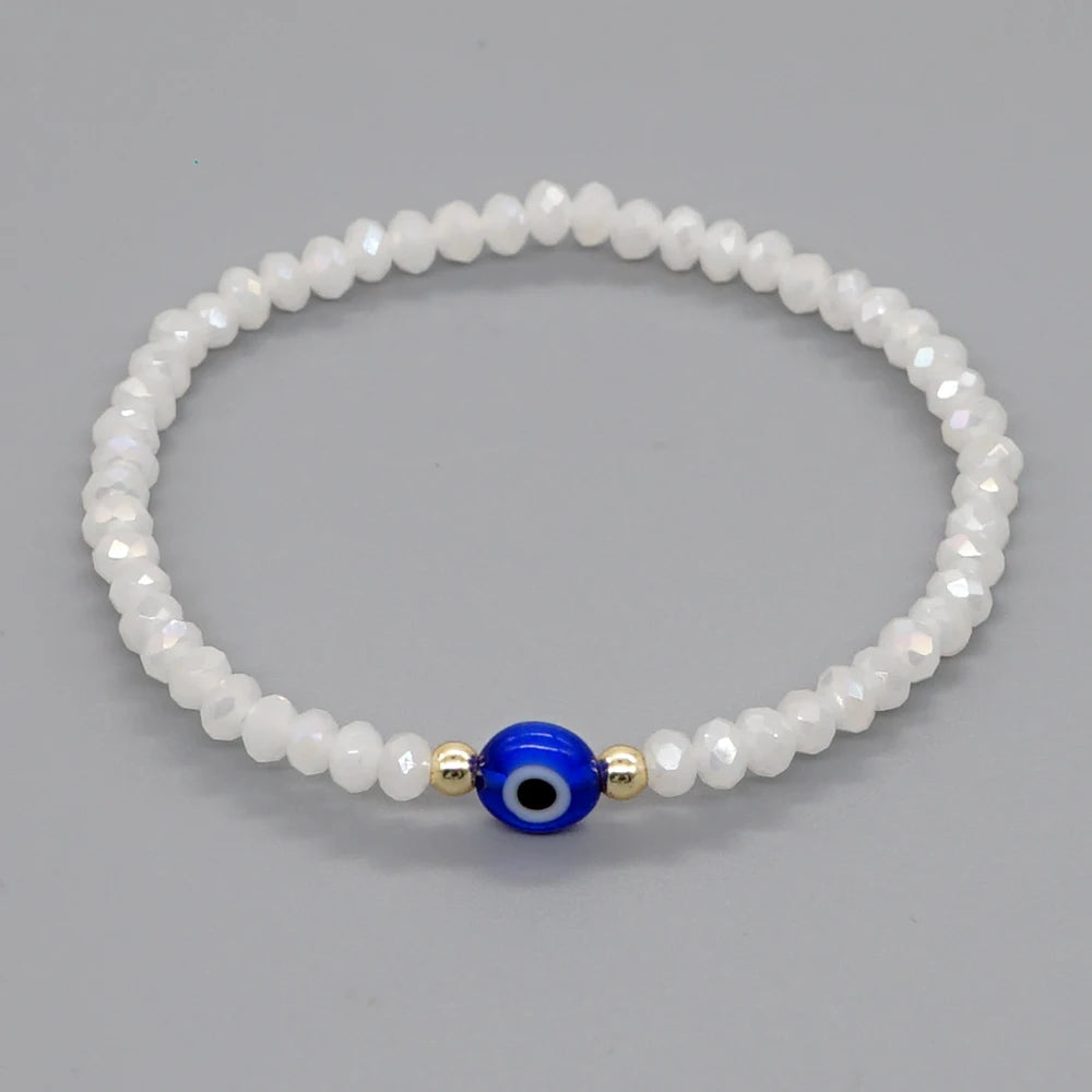 8Mm Liuli Eye Bracelet Fashion Jewelry Solid Color Faceted Crystal Beaded Bracelets for Women Summer Jewellery Gift