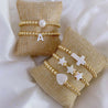 Shell Made Letter Heart Stars Cross Charm Bracelet Gold Color Varnish Baked Beaded Bracelets for Women Fashion Jewelry