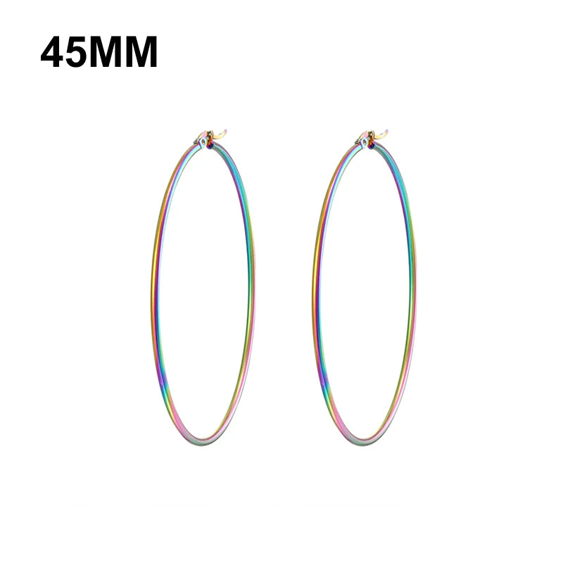 Simplicity Hoop Ear Ring Big Circle Color Earrings Fashion Accessories Steam Punk Ear Clip Korean Loop Earrings for Women Girls