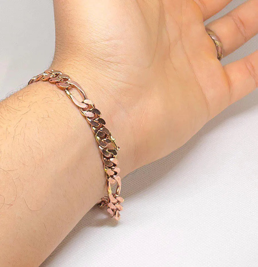 Real Copper Chain Bracelets, Unisex Copper Bracelets, Copper Curb Chain & Link Bracelets, Handmade Brass Copper Bracelets, Brass Bracelets