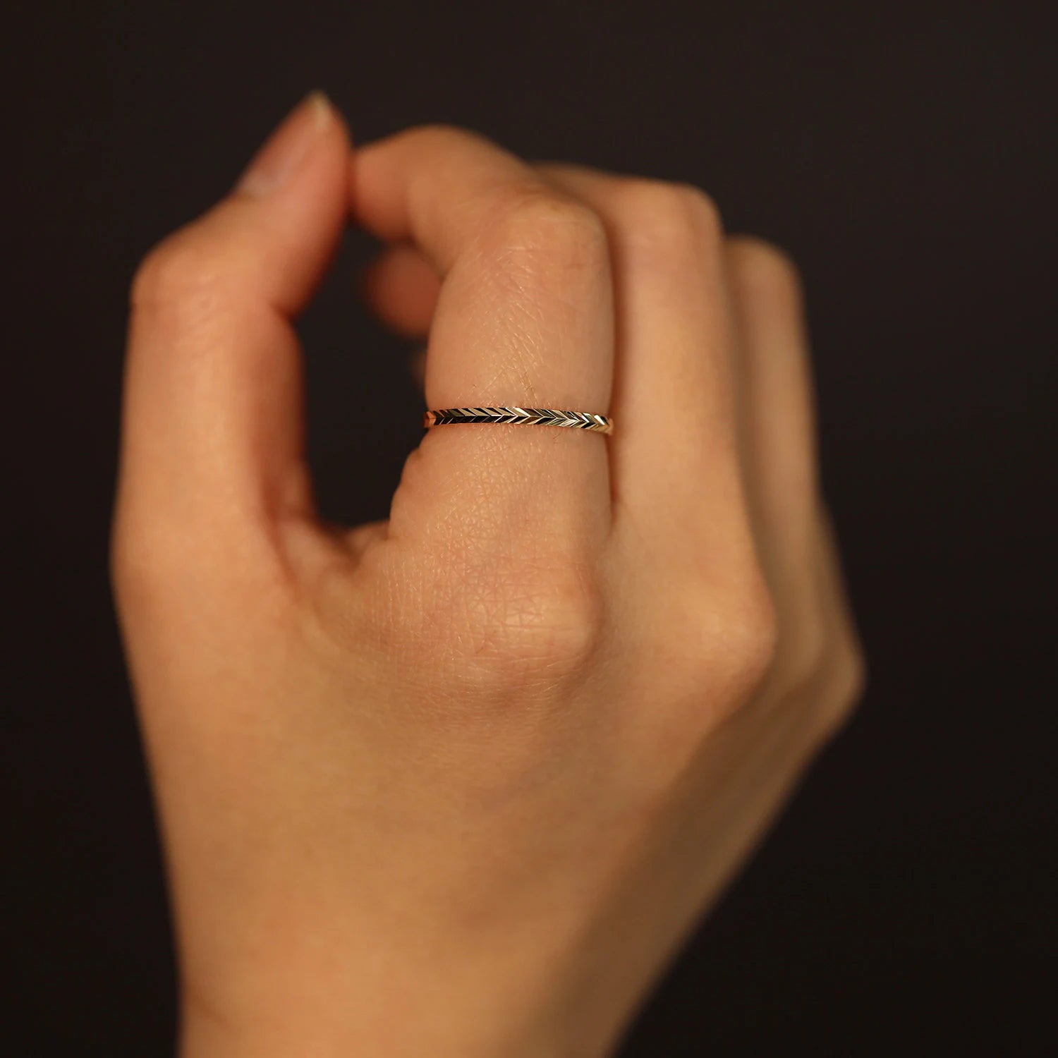 Herringbone Eternity Ring, 14K Gold Chevron Ring, 14K Gold Herringbone Ring, Diamond Cut Gold Ring, Minimalist Ring, Chevron Eternity Ring